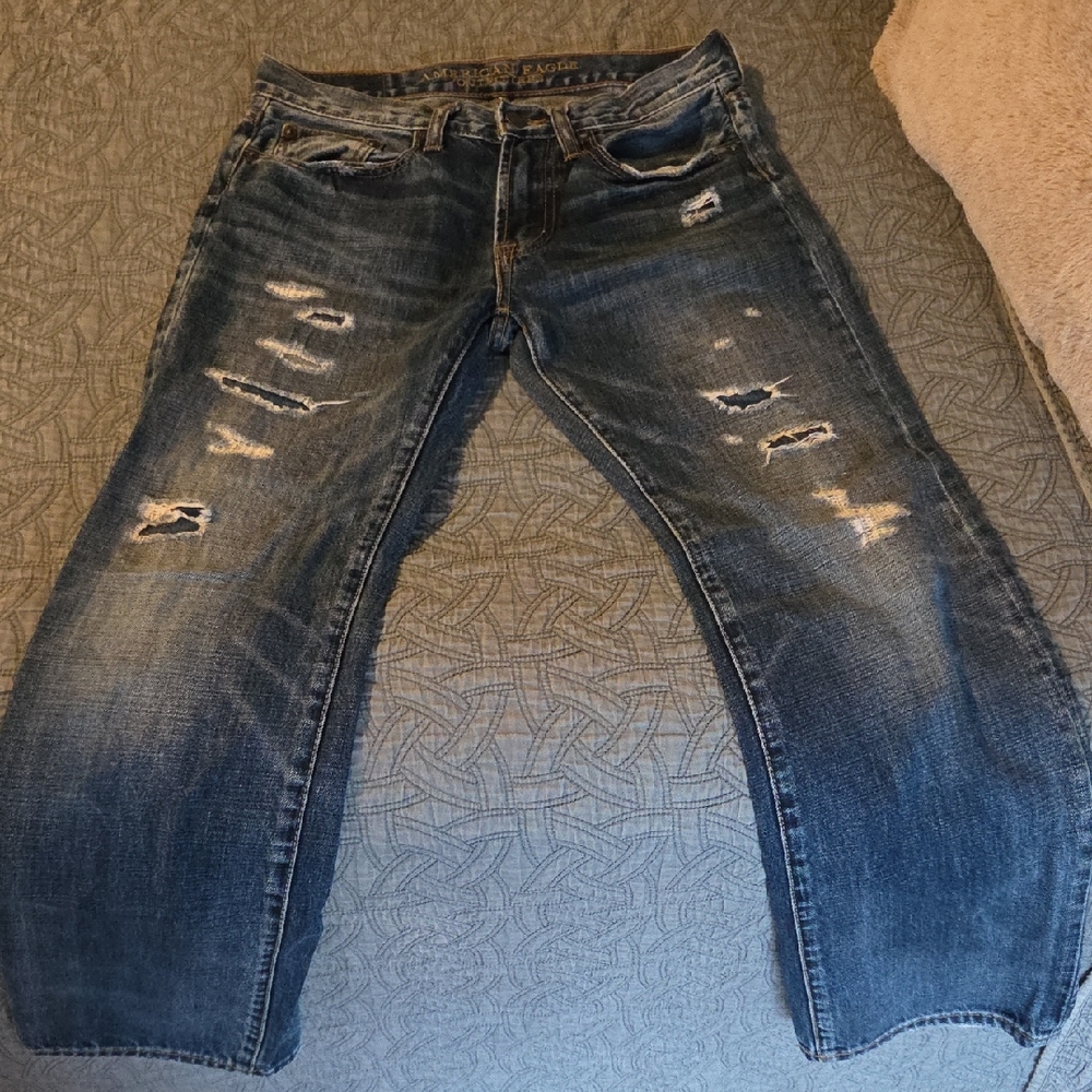 American Eagle Outfitters Men's Relaxed Distressed Denim